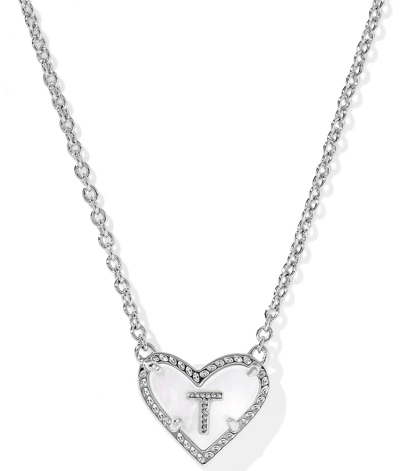 Kendra Scott Heart Letter Silver Short Pendant Necklace