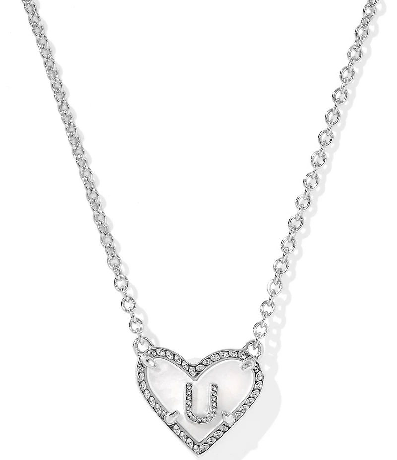 Kendra Scott Heart Letter Silver Short Pendant Necklace