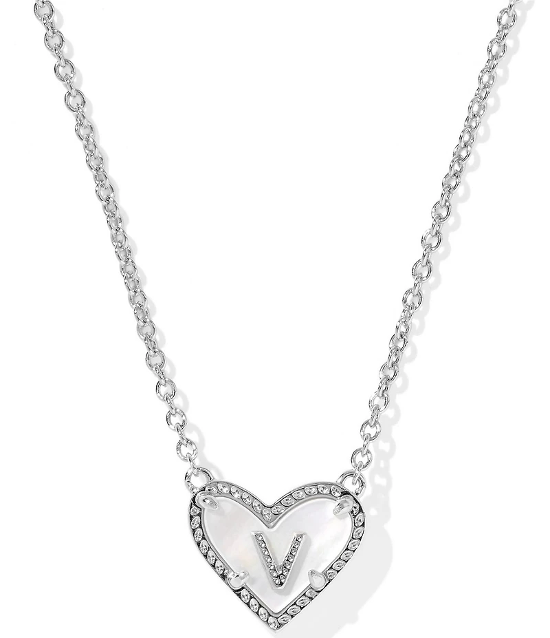 Kendra Scott Heart Letter Silver Short Pendant Necklace