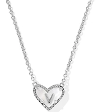 Kendra Scott Heart Letter Silver Short Pendant Necklace