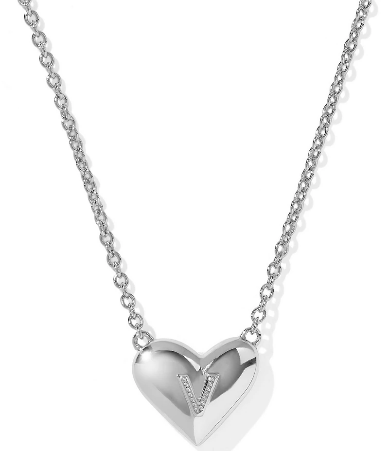 Kendra Scott Heart Letter Silver Short Pendant Necklace