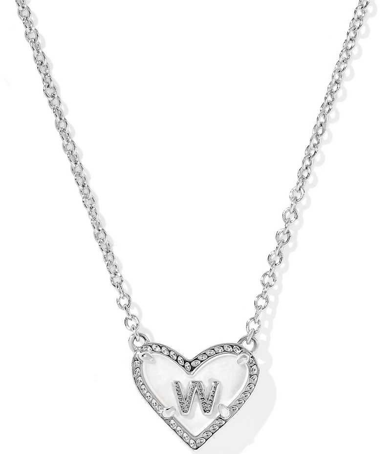 Kendra Scott Heart Letter Silver Short Pendant Necklace