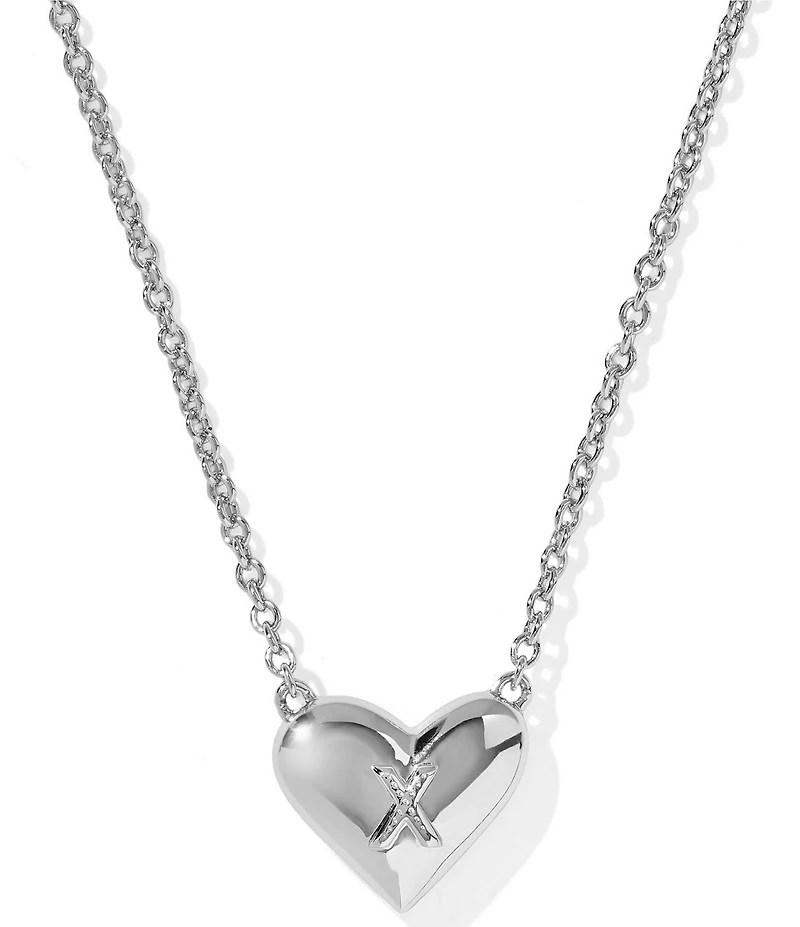 Kendra Scott Heart Letter Silver Short Pendant Necklace