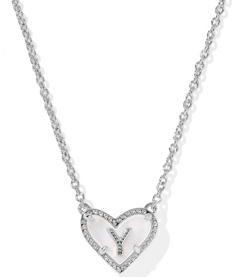 Kendra Scott Heart Letter Silver Short Pendant Necklace
