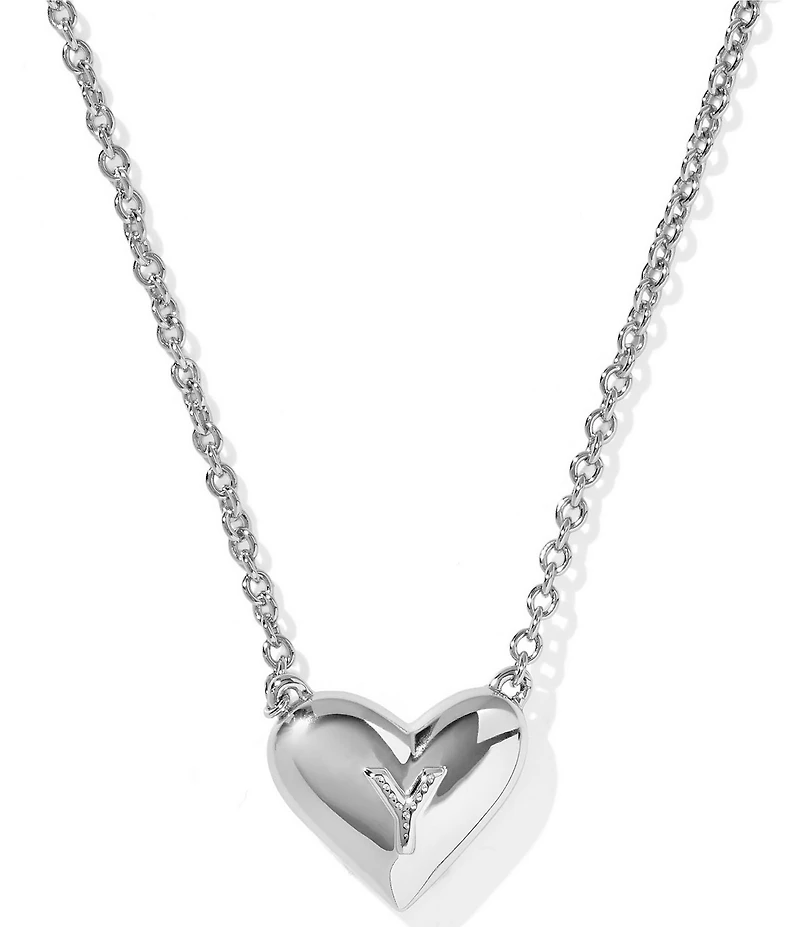 Kendra Scott Heart Letter Silver Short Pendant Necklace