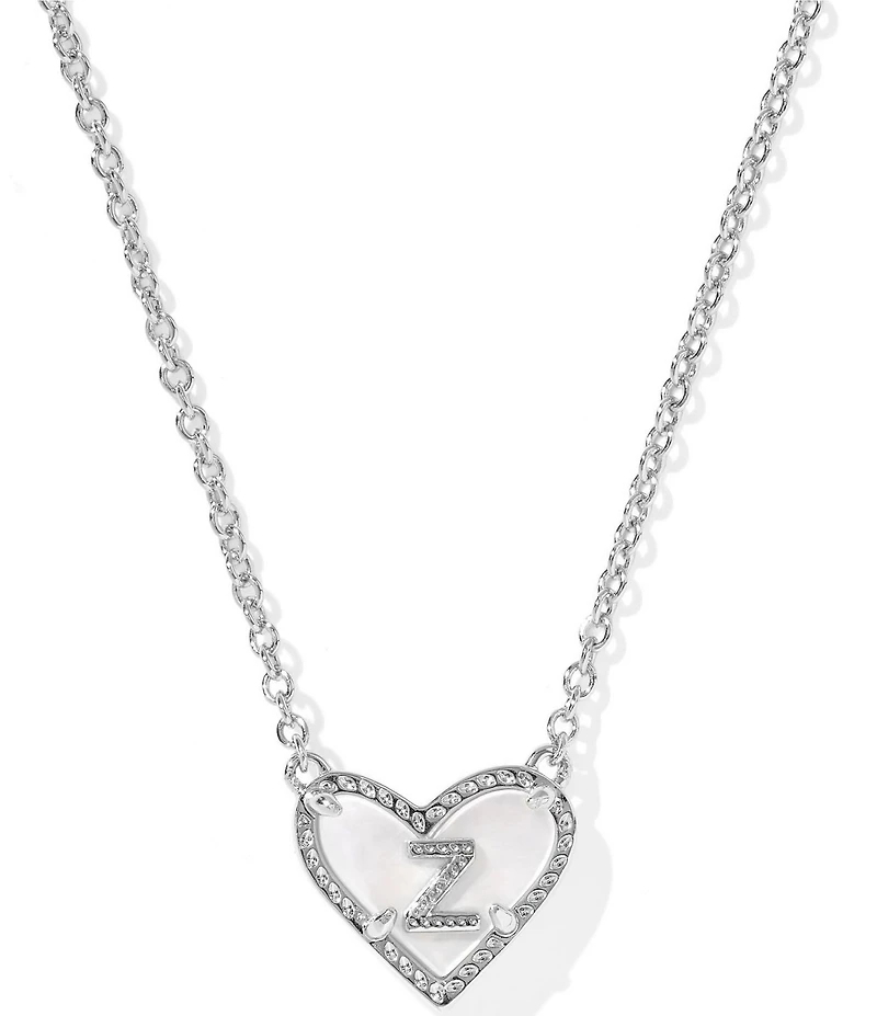 Kendra Scott Heart Letter Silver Short Pendant Necklace