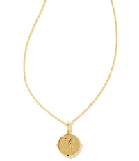 Kendra Scott Initial Gold Disc Reversible Pendant Necklace in Iridescent Abalone