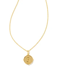 Kendra Scott Initial Gold Disc Reversible Pendant Necklace in Iridescent Abalone