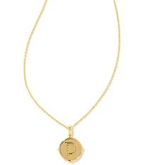 Kendra Scott Initial Gold Disc Reversible Pendant Necklace in Iridescent Abalone