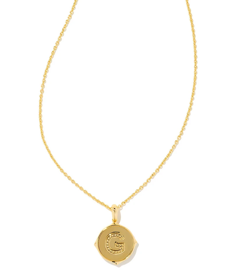 Kendra Scott Initial Gold Disc Reversible Pendant Necklace in Iridescent Abalone