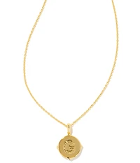 Kendra Scott Initial Gold Disc Reversible Pendant Necklace in Iridescent Abalone
