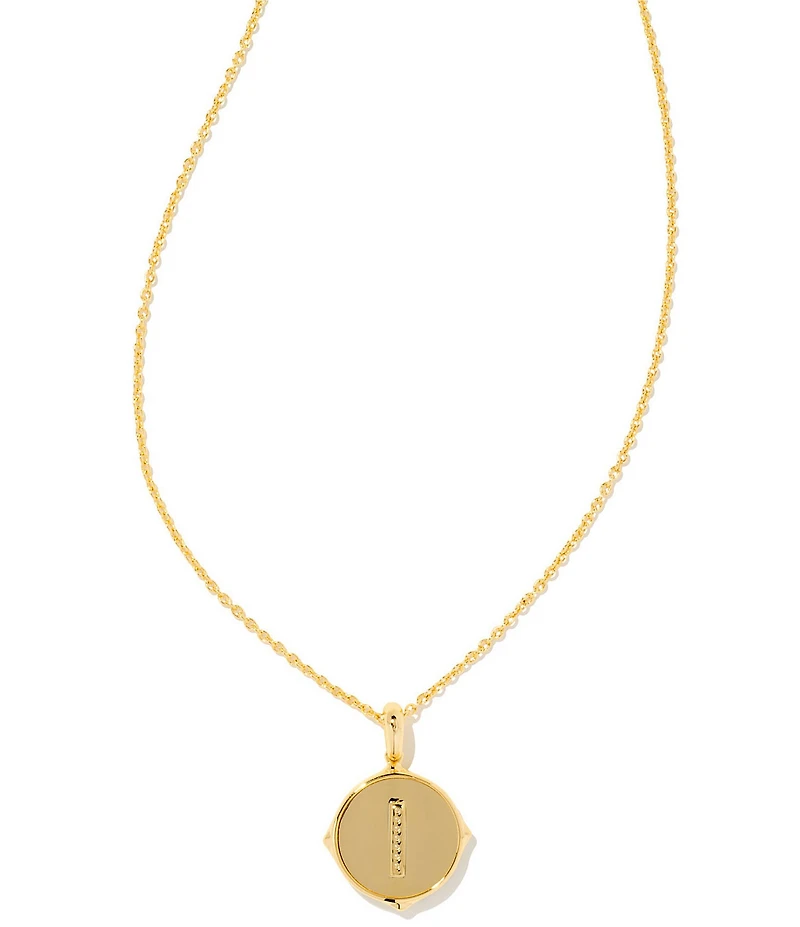 Kendra Scott Initial Gold Disc Reversible Pendant Necklace in Iridescent Abalone