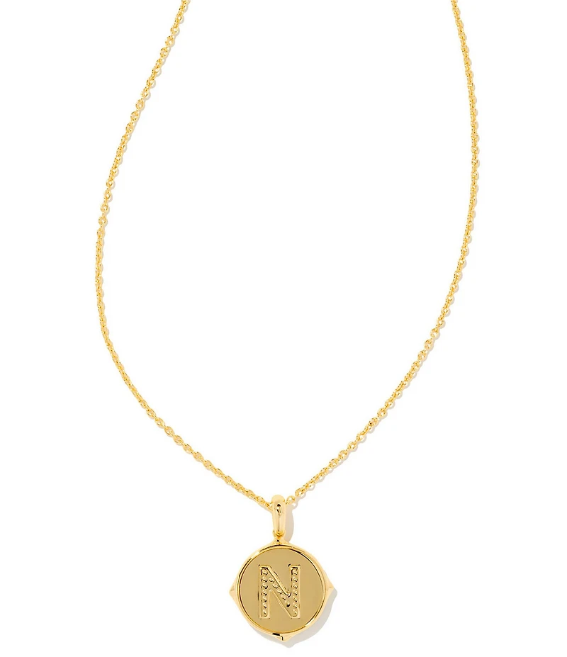 Kendra Scott Initial Gold Disc Reversible Pendant Necklace in Iridescent Abalone