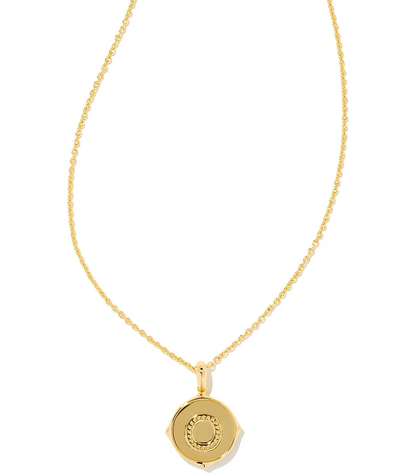 Kendra Scott Initial Gold Disc Reversible Pendant Necklace in Iridescent Abalone