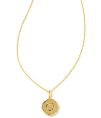 Kendra Scott Initial Gold Disc Reversible Pendant Necklace in Iridescent Abalone