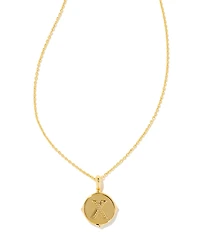 Kendra Scott Initial Gold Disc Reversible Pendant Necklace in Iridescent Abalone