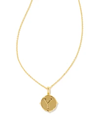Kendra Scott Initial Gold Disc Reversible Pendant Necklace in Iridescent Abalone