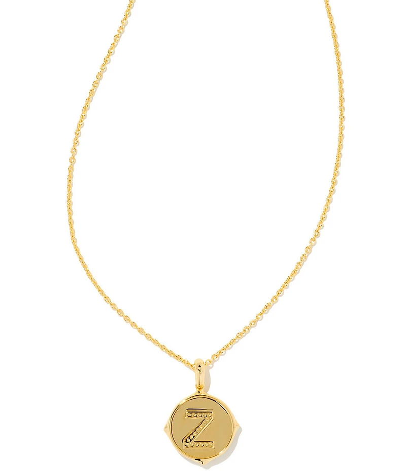 Kendra Scott Initial Gold Disc Reversible Pendant Necklace in Iridescent Abalone