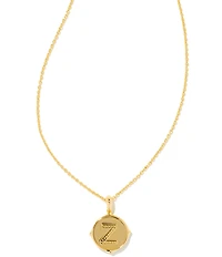 Kendra Scott Initial Gold Disc Reversible Pendant Necklace in Iridescent Abalone