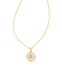 Kendra Scott Initial Gold Disc Reversible Pendant Necklace in Iridescent Abalone