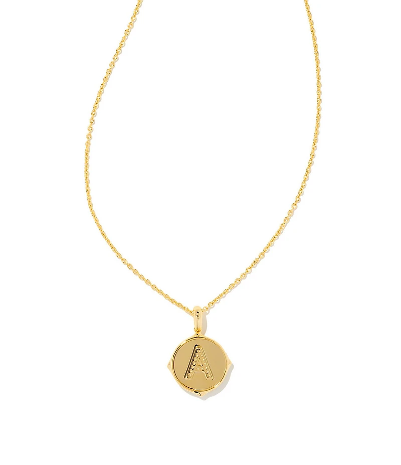 Kendra Scott Initial Gold Disc Reversible Pendant Necklace in Iridescent Abalone