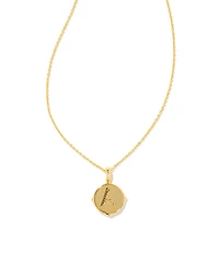 Kendra Scott Initial Gold Disc Reversible Pendant Necklace in Iridescent Abalone