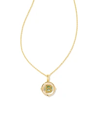 Kendra Scott Initial Gold Disc Reversible Pendant Necklace in Iridescent Abalone