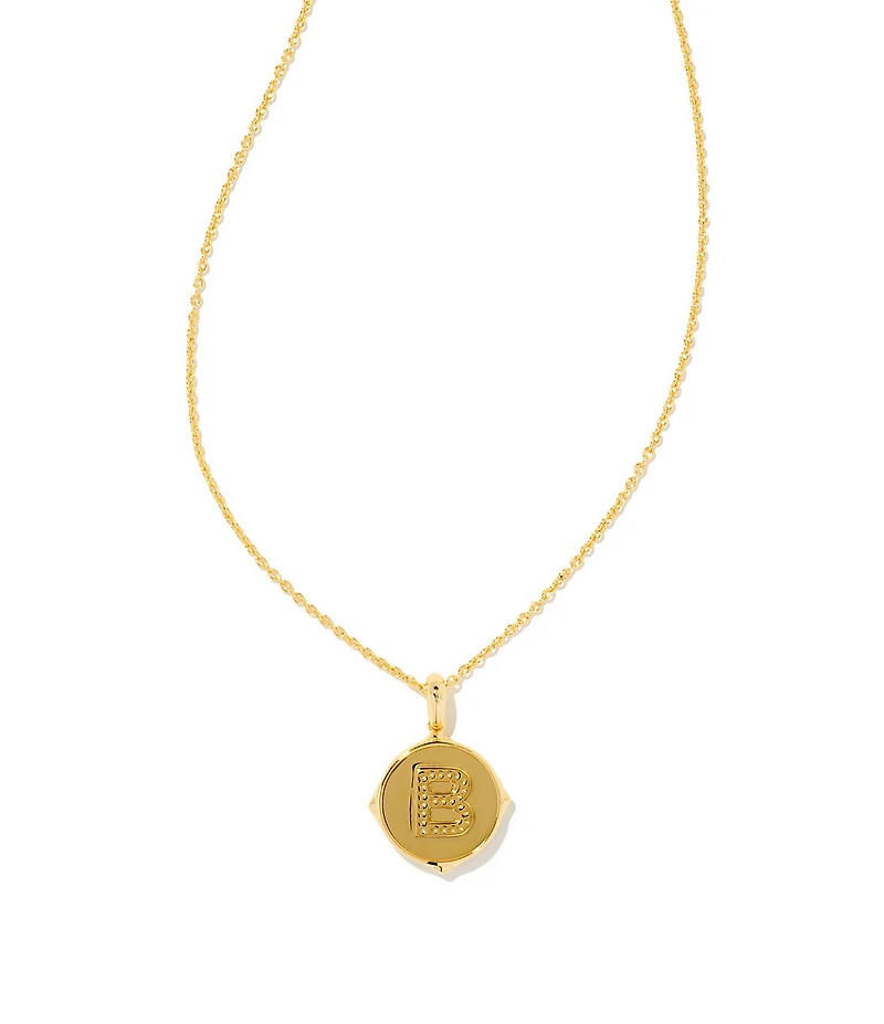 Kendra Scott Initial Gold Disc Reversible Pendant Necklace in Iridescent Abalone