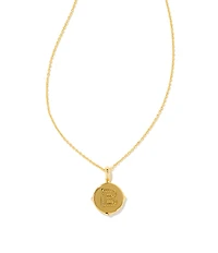Kendra Scott Initial Gold Disc Reversible Pendant Necklace in Iridescent Abalone