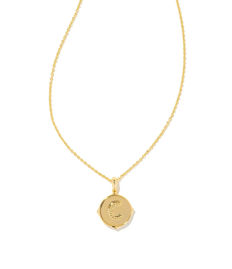 Kendra Scott Initial Gold Disc Reversible Pendant Necklace in Iridescent Abalone