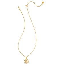 Kendra Scott Initial Gold Disc Reversible Pendant Necklace in Iridescent Abalone