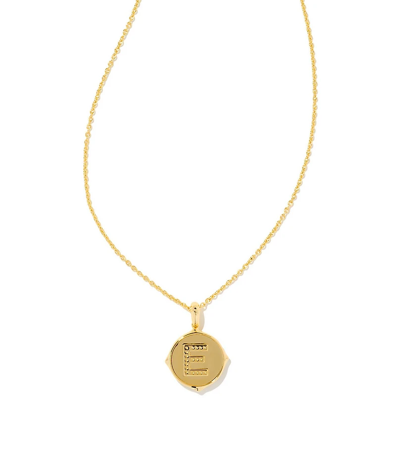 Kendra Scott Initial Gold Disc Reversible Pendant Necklace in Iridescent Abalone