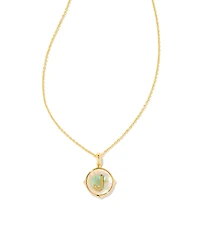 Kendra Scott Initial Gold Disc Reversible Pendant Necklace in Iridescent Abalone