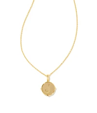 Kendra Scott Initial Gold Disc Reversible Pendant Necklace in Iridescent Abalone