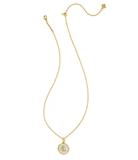 Kendra Scott Initial Gold Disc Reversible Pendant Necklace in Iridescent Abalone
