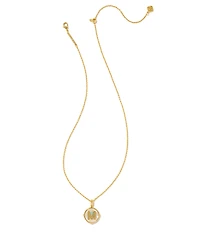 Kendra Scott Initial Gold Disc Reversible Pendant Necklace in Iridescent Abalone