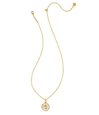 Kendra Scott Initial Gold Disc Reversible Pendant Necklace in Iridescent Abalone