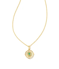Kendra Scott Initial Gold Disc Reversible Pendant Necklace in Iridescent Abalone