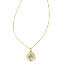 Kendra Scott Initial Gold Disc Reversible Pendant Necklace in Iridescent Abalone