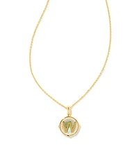 Kendra Scott Initial Gold Disc Reversible Pendant Necklace in Iridescent Abalone