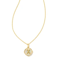Kendra Scott Initial Gold Disc Reversible Pendant Necklace in Iridescent Abalone
