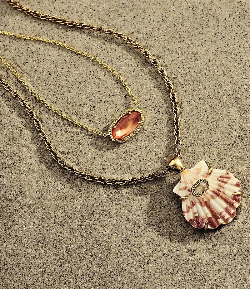 Kendra Scott Lucia Shell Short Pendant Chain Necklace