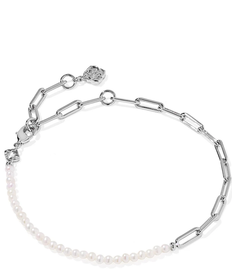 Kendra Scott Markie Freshwater Pearl Half Chain Line Bracelet