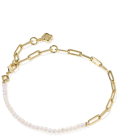 Kendra Scott Markie Freshwater Pearl Half Chain Line Bracelet