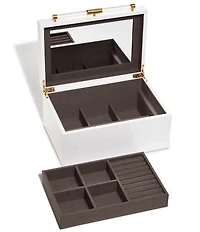 Kendra Scott Medium Antique Brass Jewelry Box In White Lacquer