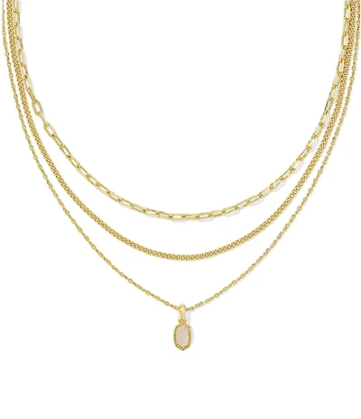 Kendra Scott Mini Elisa Drusy Triple Strand Short Chain Necklace