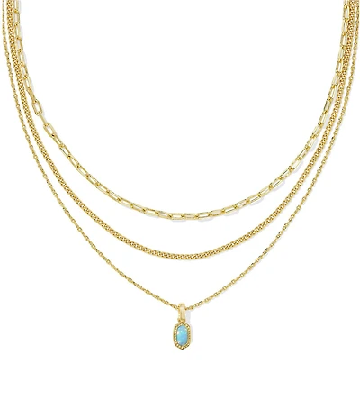 Kendra Scott Mini Elisa Opal Triple Strand Short Chain Necklace