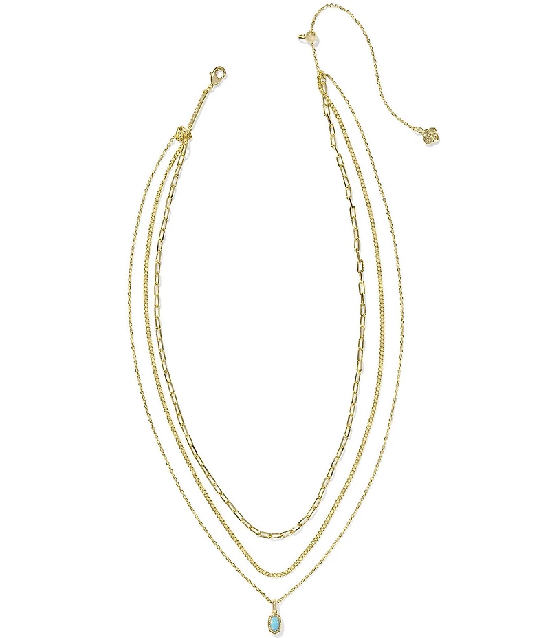 Kendra Scott Mini Elisa Opal Triple Strand Short Chain Necklace
