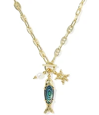 Kendra Scott Parker Fish Charm Long Strand Chain Necklace