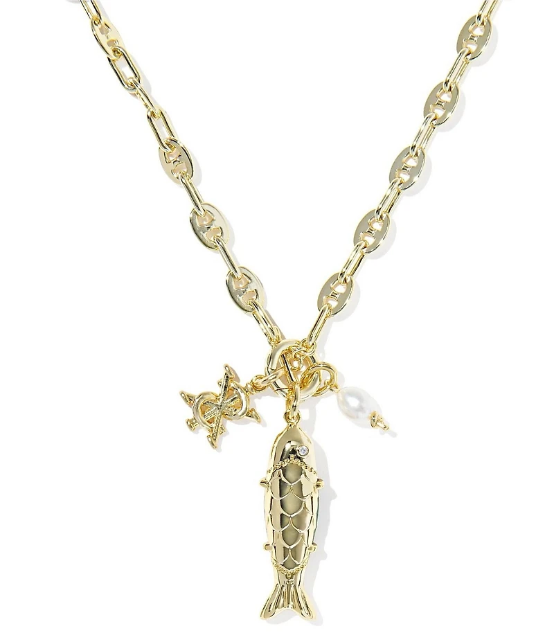 Kendra Scott Parker Fish Charm Long Strand Chain Necklace